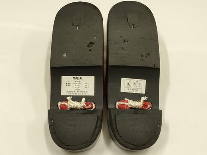 平和屋着物●撫松庵　和装小物　下駄　桐下駄　鼻緒:赤　麻の葉　逸品　AABK4265ay