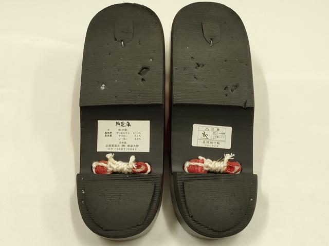 平和屋着物●撫松庵　和装小物　下駄　桐下駄　鼻緒:赤　麻の葉　逸品　AABK4265ay