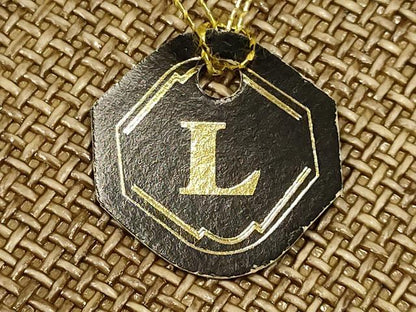 平和屋着物●男性　和装小物　下駄　網代　鼻緒:黒地　幾何学模様　優久　Lサイズ　逸品　未使用　AABK4266ay