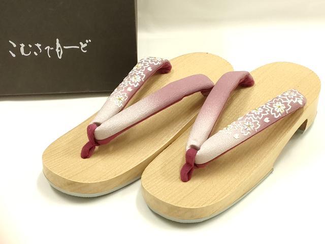 平和屋着物●こむさでもーど・COMME CA DU MODE　和装小物　下駄　鼻緒:刺繍　花柄　金糸　銀彩　暈し染め　逸品　AABK4267ay
