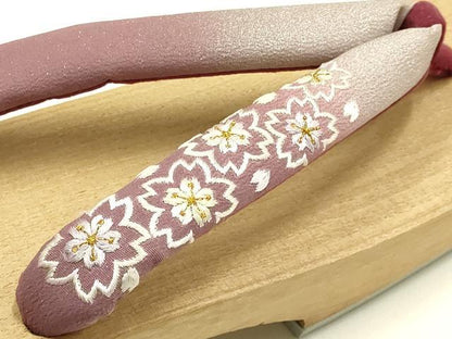 平和屋着物●こむさでもーど・COMME CA DU MODE　和装小物　下駄　鼻緒:刺繍　花柄　金糸　銀彩　暈し染め　逸品　AABK4267ay