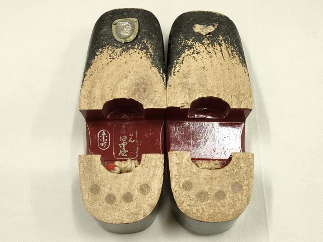 平和屋着物●和装小物　下駄　ぎおん 田中屋　京小町　鼻緒:赤　逸品　AABK4279ay