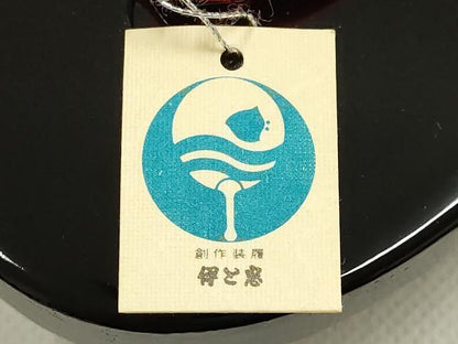 平和屋着物●和装小物　下駄　伊と忠　桐下駄　蒔絵　源氏車　鼻緒:赤　逸品　未使用　AABK4280ay
