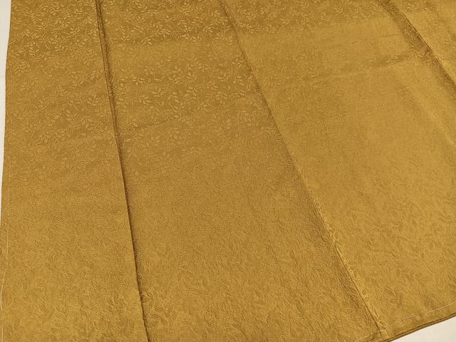 平和屋着物●上質な色無地　南天地紋　黄唐茶色　正絹　逸品　未使用　AABK4285ph