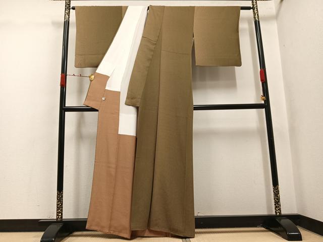 平和屋着物●上質な小紋　間道　正絹　逸品　AABK4286ph
