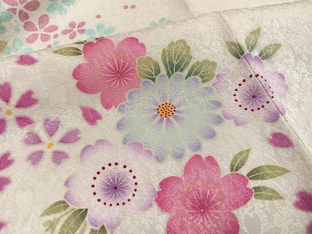 平和屋着物●豪華振袖　刺繍　舞花文　暈し染め　金糸　京都きもの友禅扱い　正絹　逸品　AABK4287ph