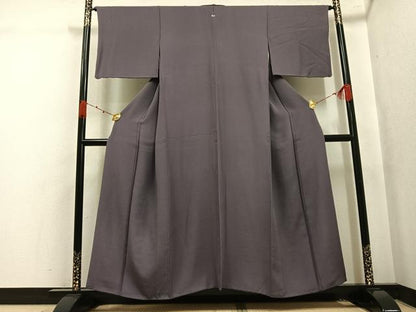 平和屋着物●上質な色無地　紫鼠色　正絹　逸品　AABK4294ph