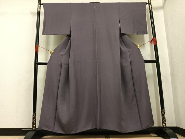 平和屋着物●上質な色無地　紫鼠色　正絹　逸品　AABK4294ph