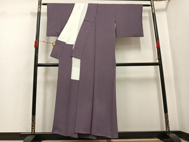 平和屋着物○上質な色無地 紫鼠色 正絹 逸品 AABK4294ph