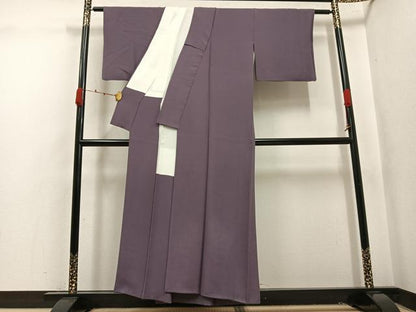 平和屋着物●上質な色無地　紫鼠色　正絹　逸品　AABK4294ph