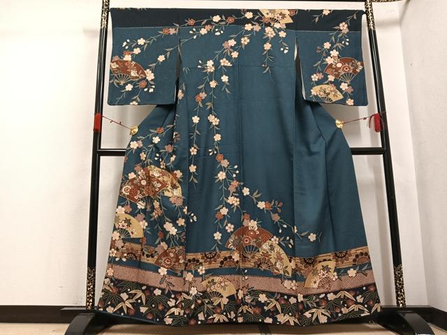 平和屋着物●訪問着　駒刺繍　扇面花文　金彩　やまと誂製　正絹　逸品　AABK4295ph