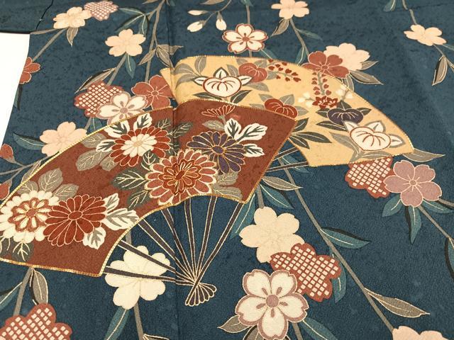 平和屋着物●訪問着　駒刺繍　扇面花文　金彩　やまと誂製　正絹　逸品　AABK4295ph