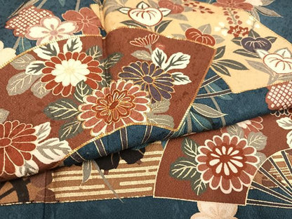 平和屋着物●訪問着　駒刺繍　扇面花文　金彩　やまと誂製　正絹　逸品　AABK4295ph