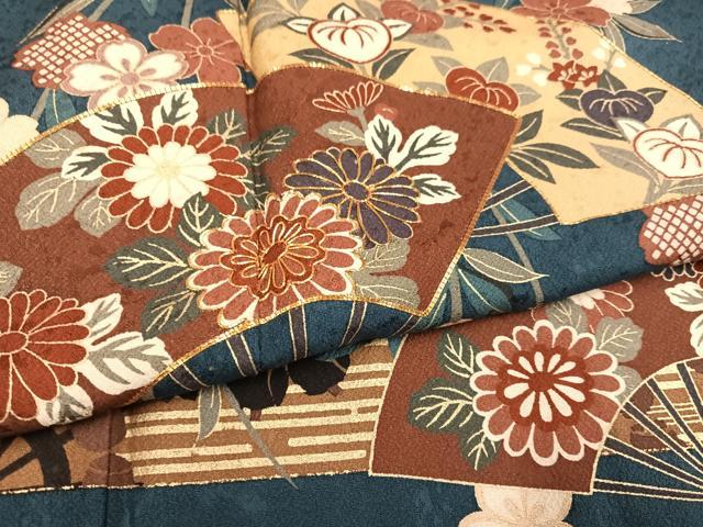 平和屋着物●訪問着　駒刺繍　扇面花文　金彩　やまと誂製　正絹　逸品　AABK4295ph