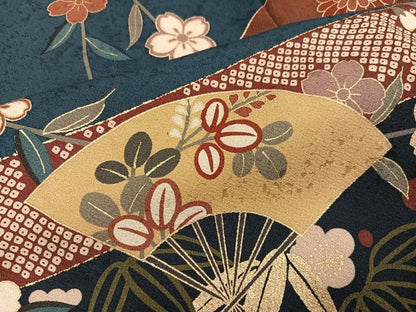 平和屋着物●訪問着　駒刺繍　扇面花文　金彩　やまと誂製　正絹　逸品　AABK4295ph