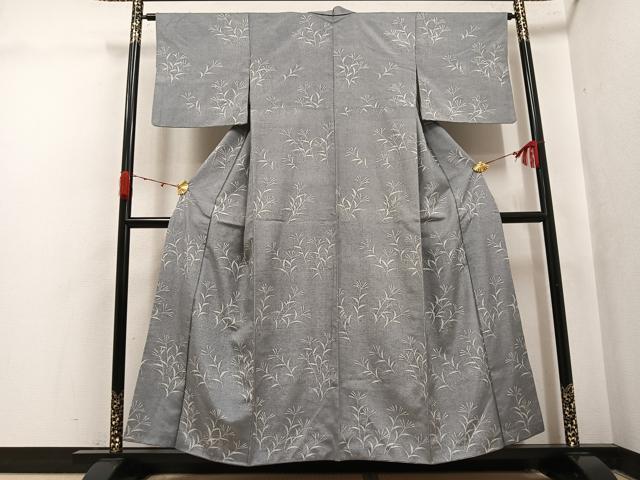 平和屋着物●訪問着　紬地　薄　ススキ　正絹　逸品　AABK4299ph