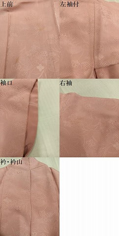 平和屋着物●上質な色無地　草花地紋　一斤染色　西武百貨店扱い　正絹　逸品　AABK4302ph