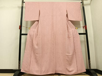 平和屋着物●上質な色無地　草花地紋　一斤染色　西武百貨店扱い　正絹　逸品　AABK4302ph