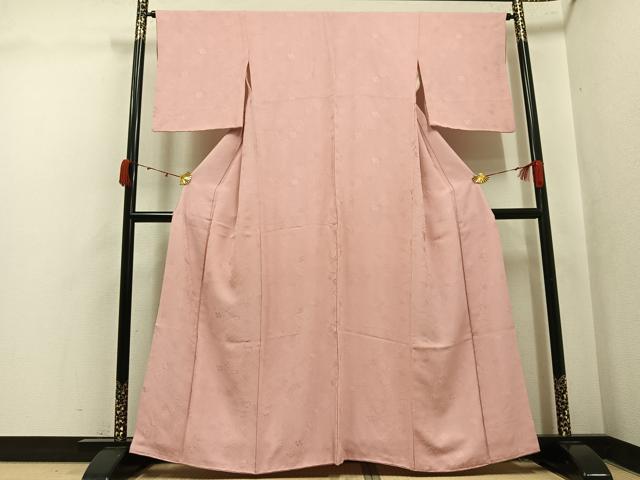 平和屋着物●上質な色無地　草花地紋　一斤染色　西武百貨店扱い　正絹　逸品　AABK4302ph