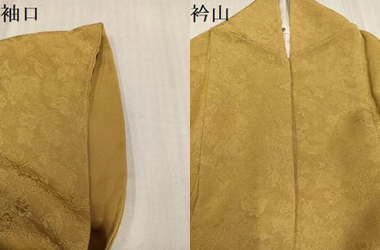 平和屋着物●本加賀友禅作家　由水煌人監修　色無地　草花地紋　枯色　正絹　逸品　AABK4303ph