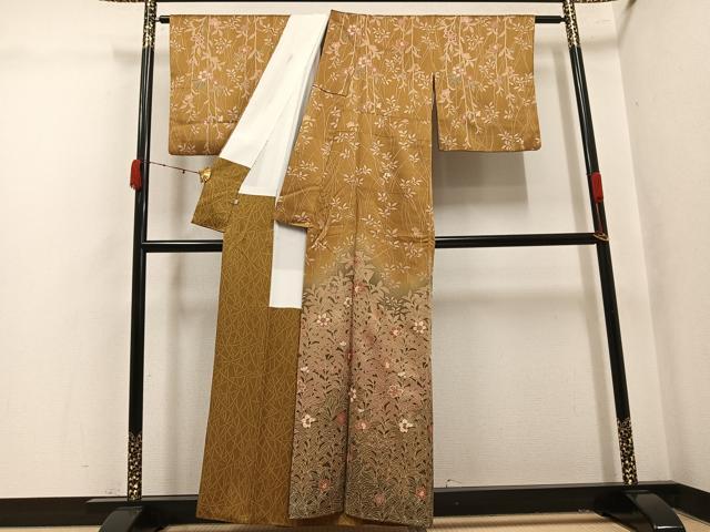 平和屋着物●訪問着　草花文　正絹　逸品　AABK4305ph