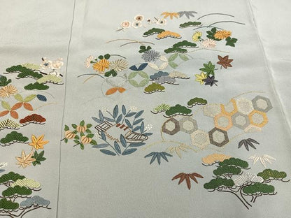 平和屋着物●豪華色留袖　総刺繍　松竹梅吉祥文　金糸　正絹　逸品　AABK4307ph
