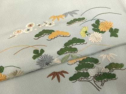 平和屋着物●豪華色留袖　総刺繍　松竹梅吉祥文　金糸　正絹　逸品　AABK4307ph