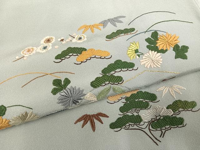 平和屋着物●豪華色留袖　総刺繍　松竹梅吉祥文　金糸　正絹　逸品　AABK4307ph