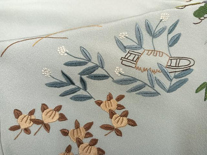 平和屋着物●豪華色留袖　総刺繍　松竹梅吉祥文　金糸　正絹　逸品　AABK4307ph