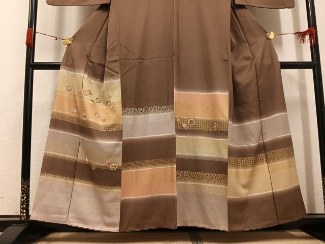 平和屋着物●訪問着　刺繍　松竹梅草花丸文　暈し染め　金彩　高島屋扱い　正絹　逸品　AABK4310ph