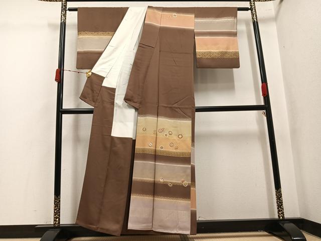 平和屋着物●訪問着　刺繍　松竹梅草花丸文　暈し染め　金彩　高島屋扱い　正絹　逸品　AABK4310ph