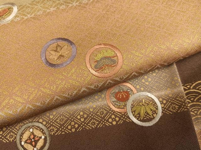 平和屋着物●訪問着　刺繍　松竹梅草花丸文　暈し染め　金彩　高島屋扱い　正絹　逸品　AABK4310ph