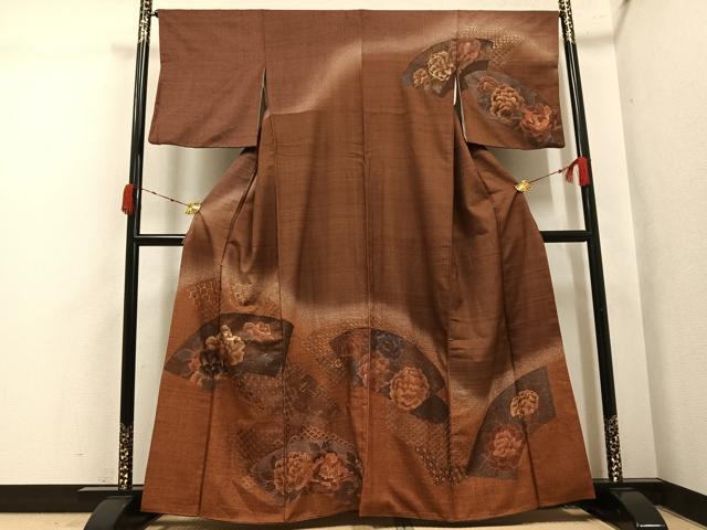 平和屋着物●訪問着　紬地　総刺繍　中国三大刺繍　スワトウ刺繍　汕頭刺繍　地紙花文　暈し染め　正絹　逸品　AABK4311ph