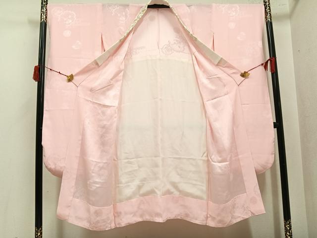 平和屋着物●振袖用長襦袢　無双仕立て　雪輪吉祥花地紋　一斤染色　半衿刺繍　正絹　逸品　AABK4312ph