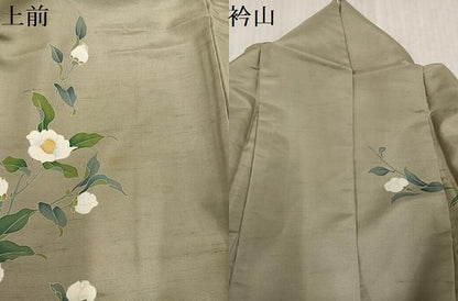 平和屋着物●十日町友禅作家　越村幸雪　訪問着　友禅　白山紬地　童子枝花文　暈し染め　正絹　逸品　AABK4315ph