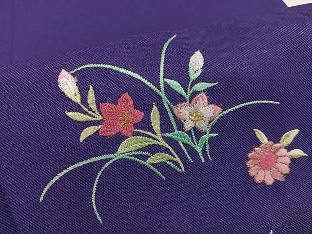 平和屋着物●女性　行灯袴　刺繍　草花文　洗える着物　AABK4328ph