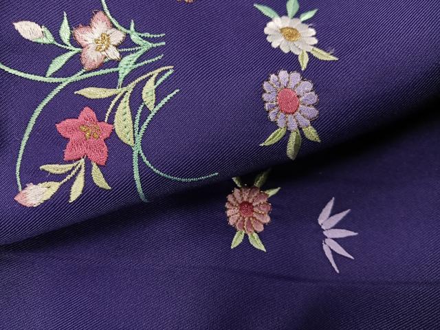 平和屋着物●女性　行灯袴　刺繍　草花文　洗える着物　AABK4328ph