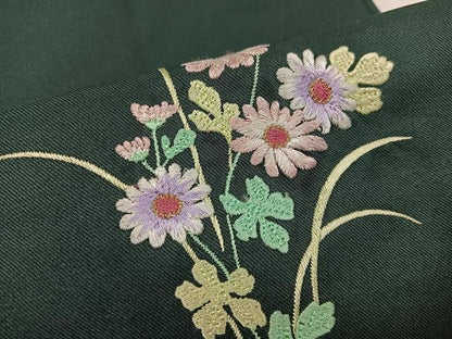 平和屋着物●女性　行灯袴　刺繍　草花文　洗える着物　AABK4329ph