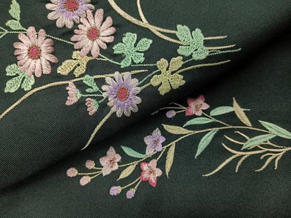 平和屋着物●女性　行灯袴　刺繍　草花文　洗える着物　AABK4329ph