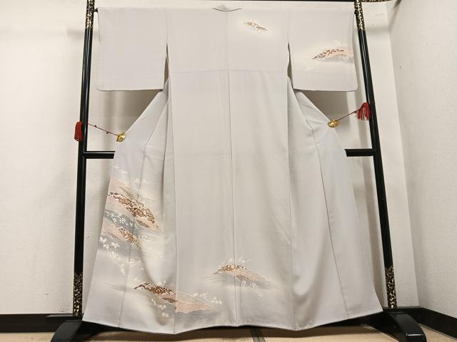平和屋着物●訪問着　雪輪吉祥草花文　暈し染め　金彩　正絹　逸品　AABK4336ph