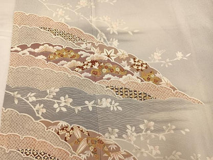 平和屋着物●訪問着　雪輪吉祥草花文　暈し染め　金彩　正絹　逸品　AABK4336ph