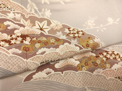 平和屋着物●訪問着　雪輪吉祥草花文　暈し染め　金彩　正絹　逸品　AABK4336ph