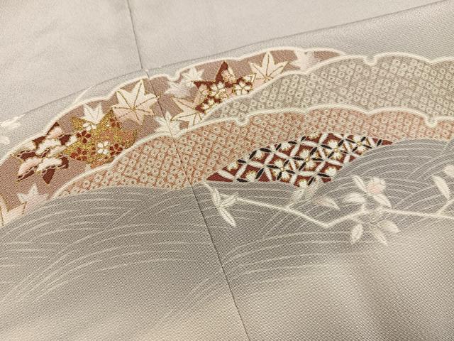 平和屋着物●訪問着　雪輪吉祥草花文　暈し染め　金彩　正絹　逸品　AABK4336ph