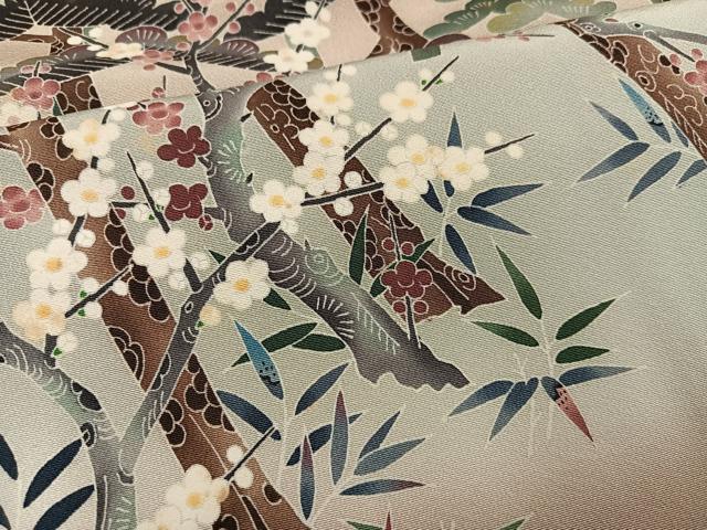 平和屋着物●豪華　色留袖　友禅　作家物　松竹梅群れ鶴文　正絹　逸品　AABK4337ph