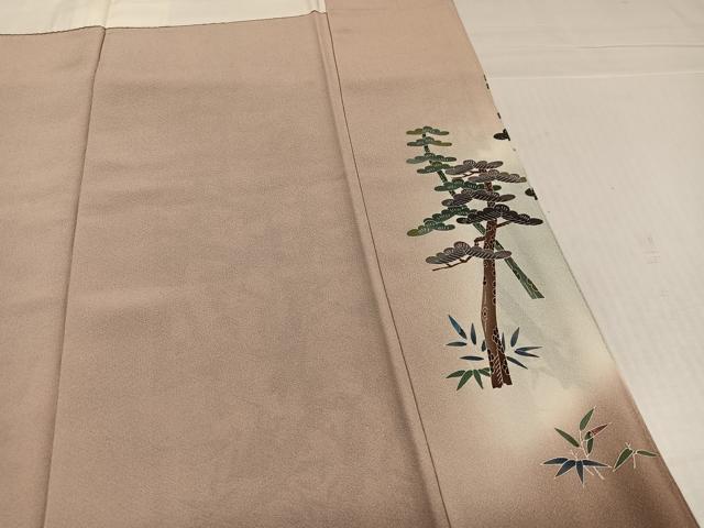 平和屋着物●豪華　色留袖　友禅　作家物　松竹梅群れ鶴文　正絹　逸品　AABK4337ph