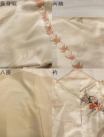 平和屋着物●訪問着　刺繍　草花文　暈し染め　金彩　正絹　逸品　AABK4338ph