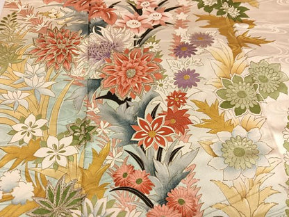 平和屋着物●訪問着　刺繍　草花文　暈し染め　金彩　正絹　逸品　AABK4338ph