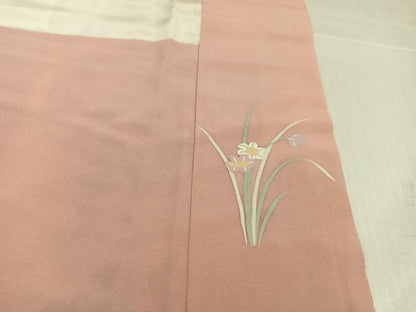 平和屋着物●訪問着　友禅　草花文　暈し染め　金銀彩　正絹　逸品　AABK4339ph