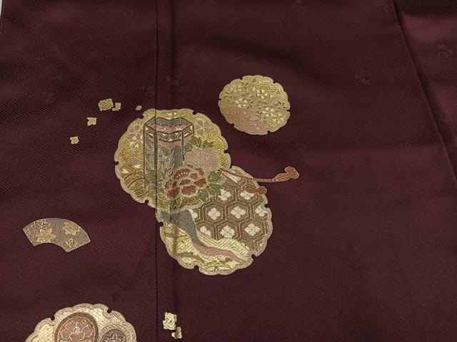 平和屋着物●訪問着　雪輪貝桶御所車花文　金彩　さが美扱い　正絹　逸品　AABK4340ph