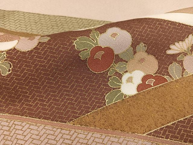 平和屋着物●訪問着　駒刺繍　草花文　金彩　正絹　逸品　未使用　AABK4343ph
